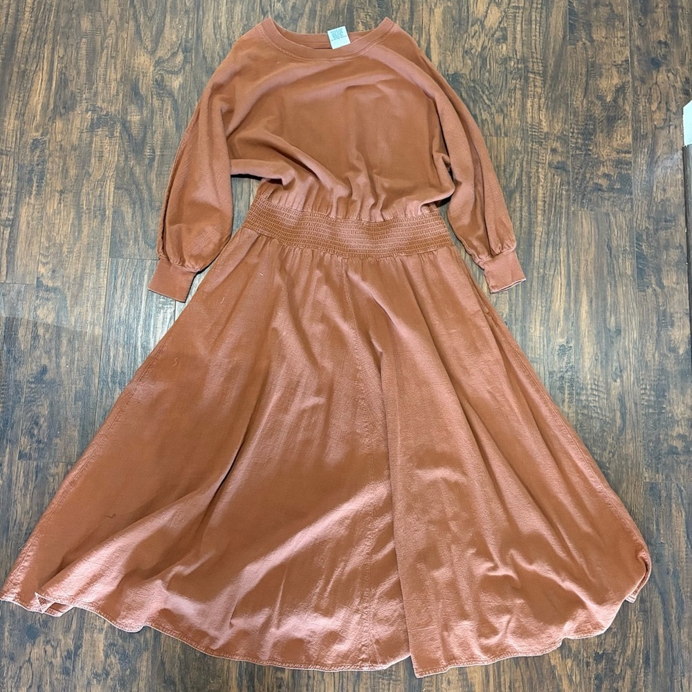 Vintage Color Me Cotton Maxi Dress – Rust Brown – Cotton – Fits Like L - Picture 2 of 11